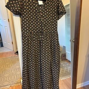 Christy Dawn The Dawn Dress in Carob Ditsy Leaf